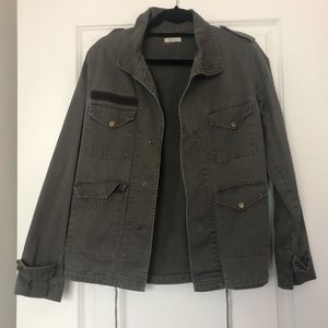 Army Green Utility Jacket with Brass Accents